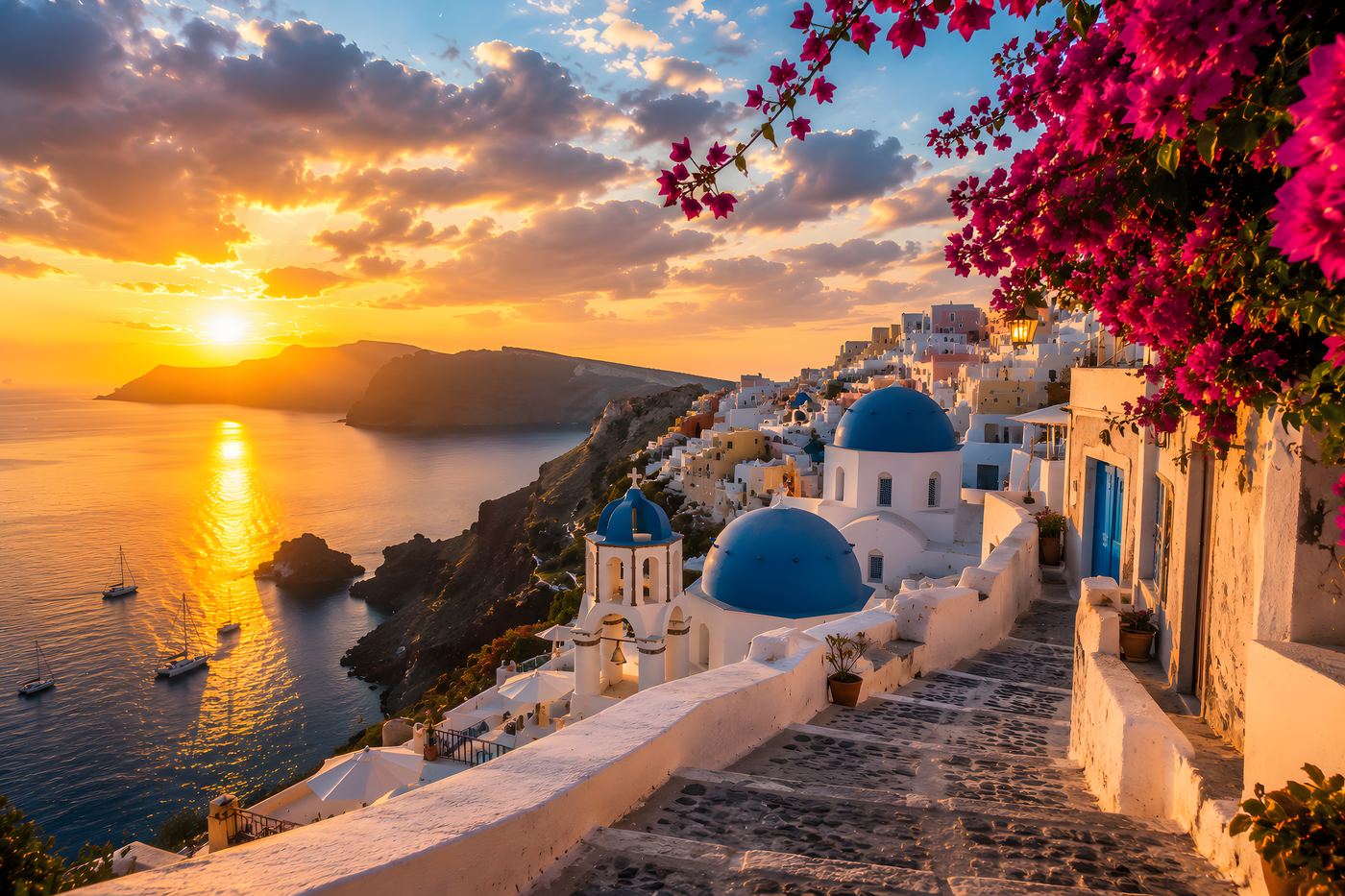 Obraz na plátno – Západ slunce nad Santorini