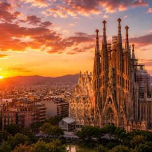 Obraz na plátno – Barcelona – Sagrada Família ve večerním světle