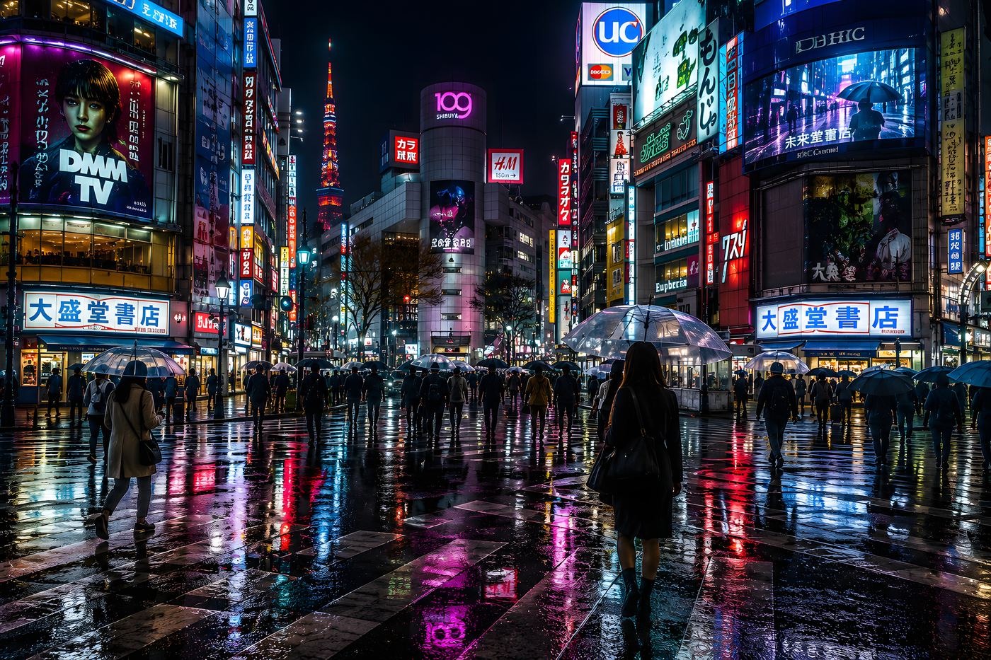 Obraz na plátno – Neonové Tokio v dešti