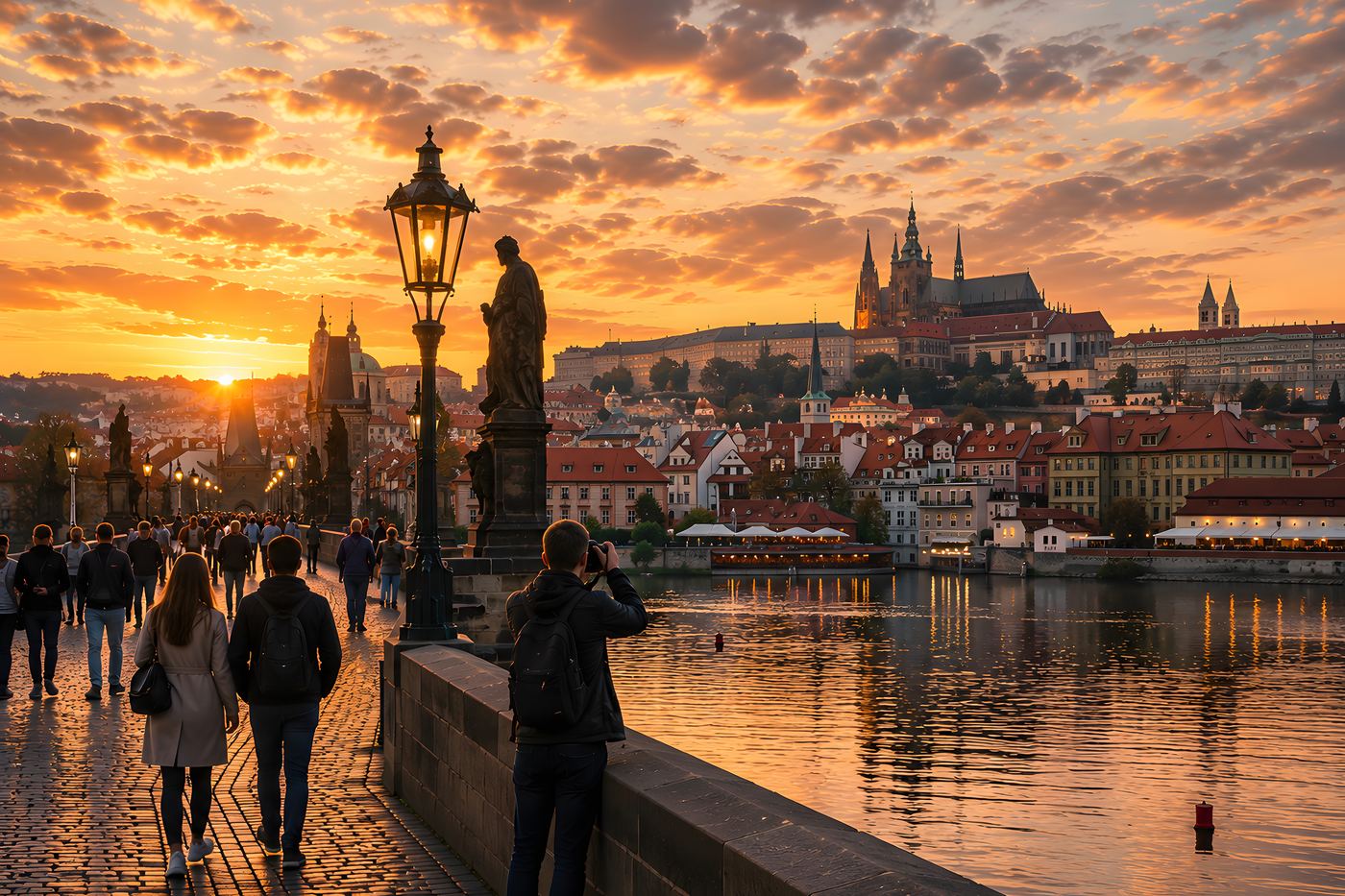 Obraz na plátno – Praha při západu slunce