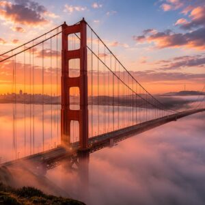 Obraz na plátno – Golden Gate Bridge v ranní mlze