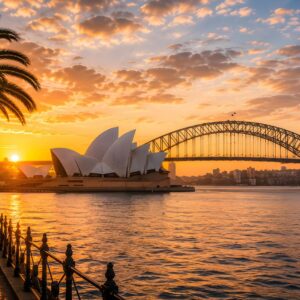 Obraz na plátno – Sydney Opera House a Harbour Bridge