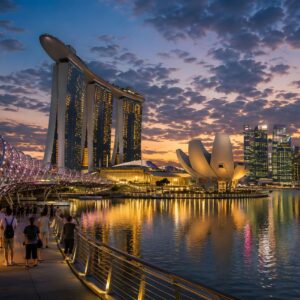 Obraz na plátno – Marina Bay za soumraku