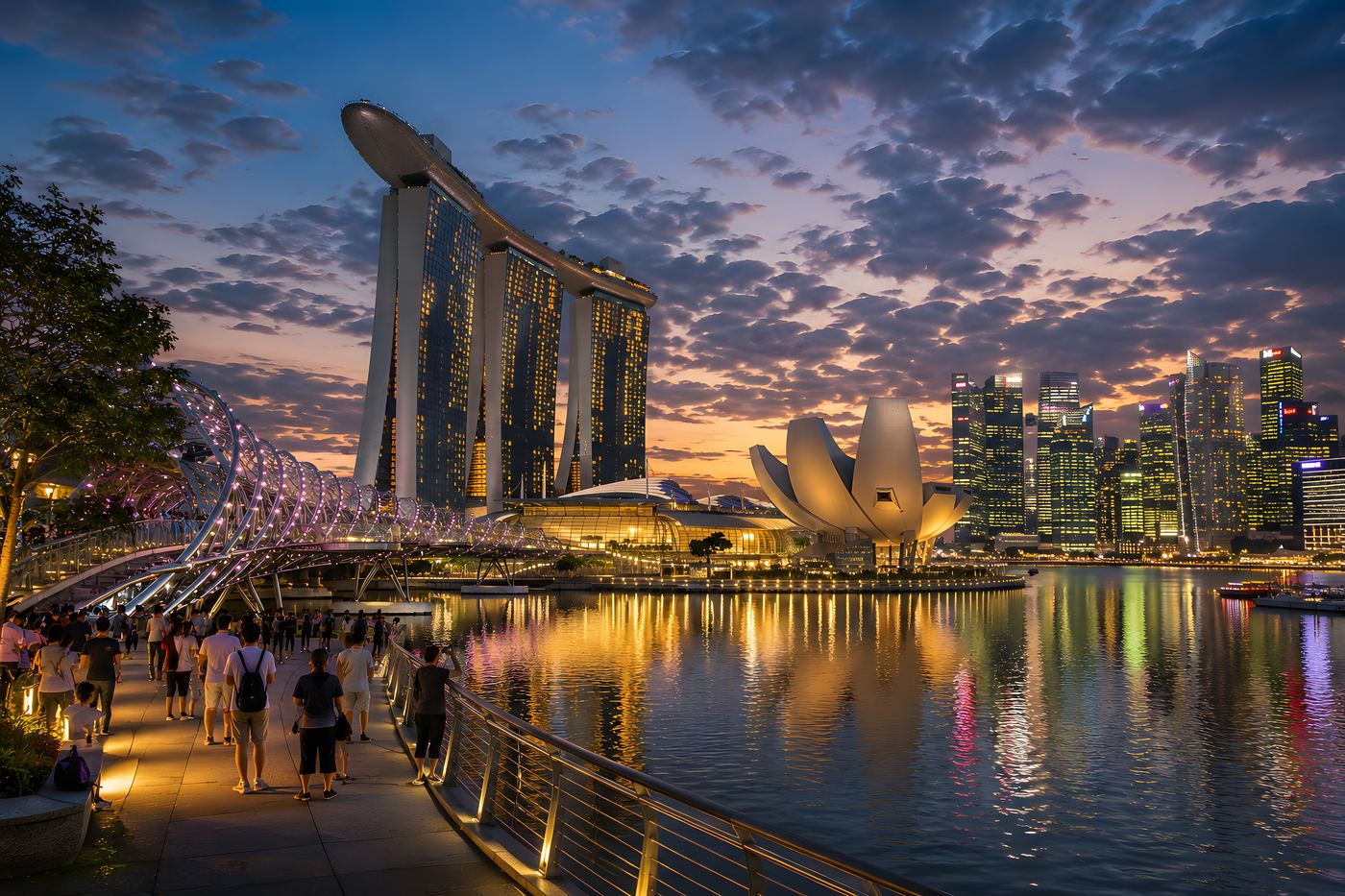 Obraz na plátno – Marina Bay za soumraku