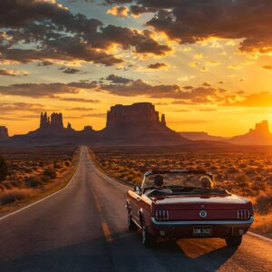 Obraz na plátno – Route 66 při zlatém západu