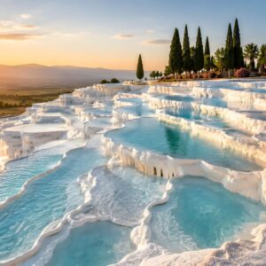 Obraz na plátno – Bílé travertinové terasy Pamukkale