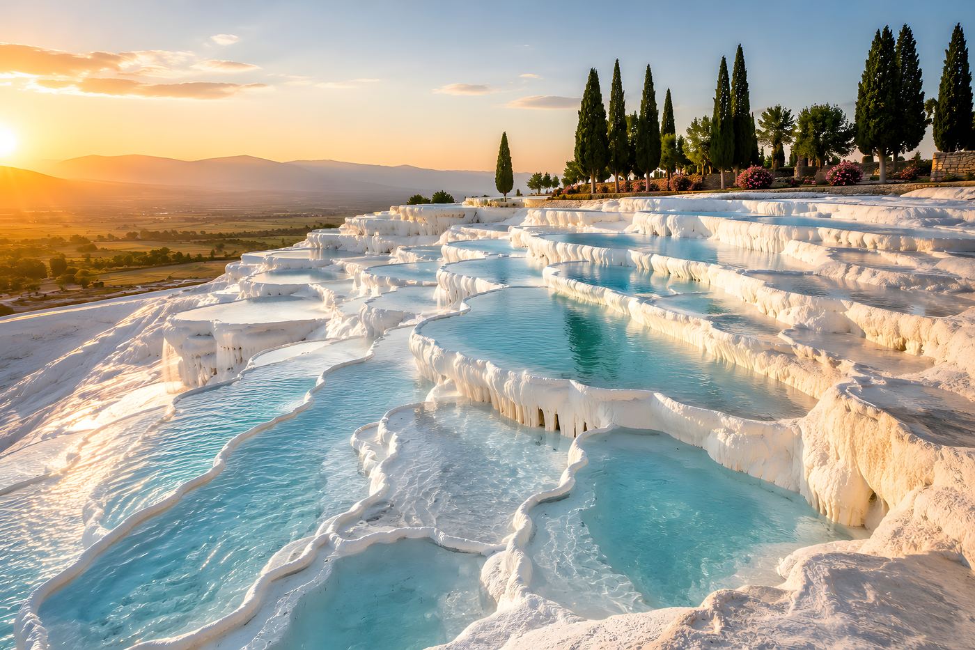 Obraz na plátno – Bílé travertinové terasy Pamukkale