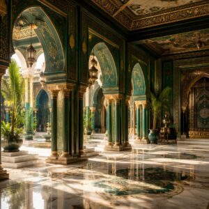 Obraz na plátno – Smaragdové sloupy orientálního paláce