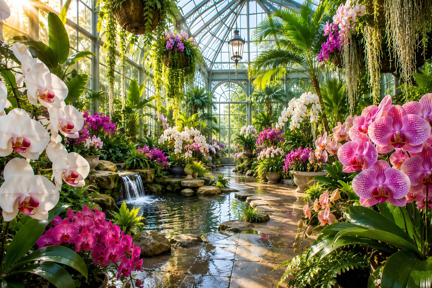 Obraz na plátno – Orchidejový ráj ve skleněném paláci