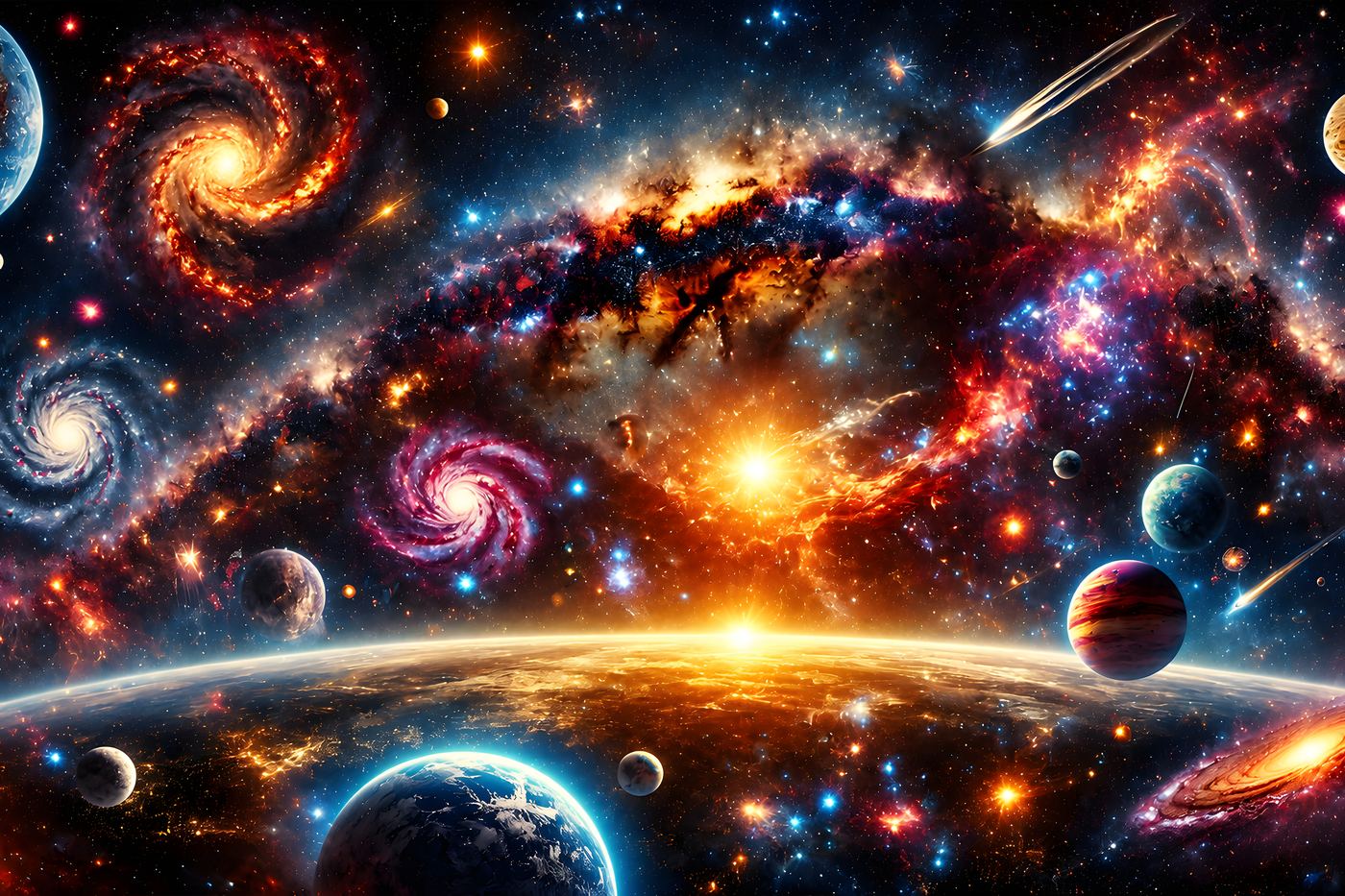 Obraz na plátno – Barevný vesmír plný planet