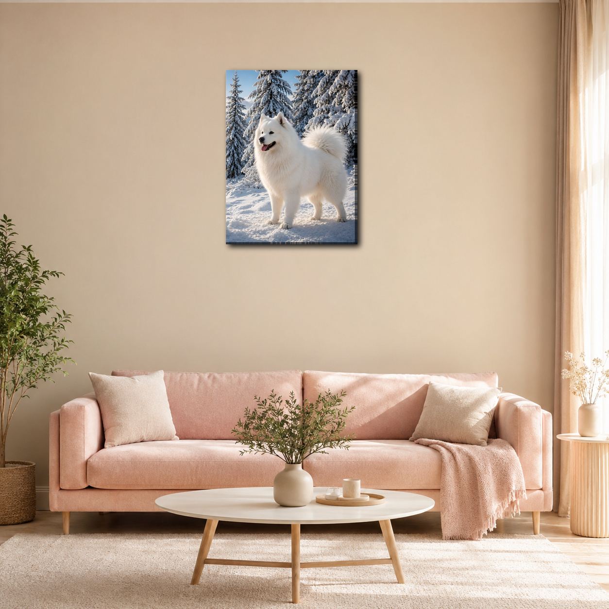 Obraz na plátno – Samojed v zasněžených horách - Obrázek 19
