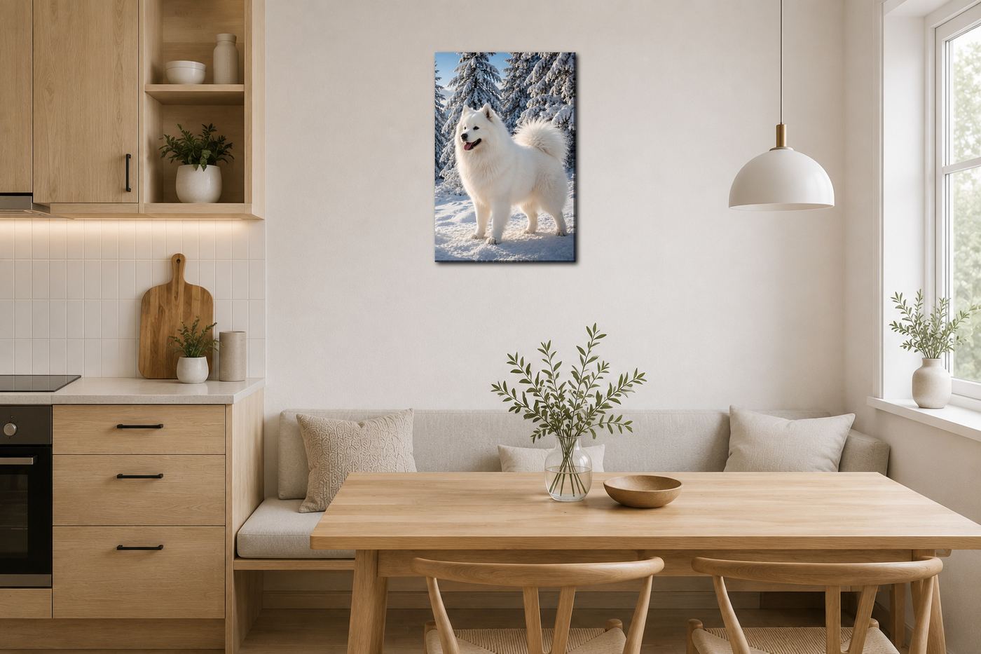 Obraz na plátno – Samojed v zasněžených horách - Obrázek 24