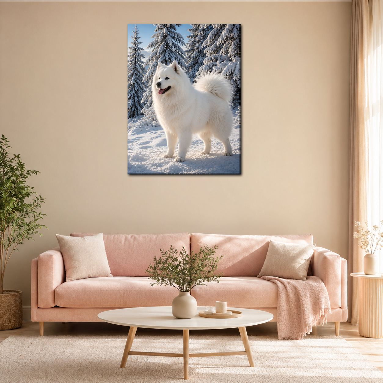 Obraz na plátno – Samojed v zasněžených horách - Obrázek 34