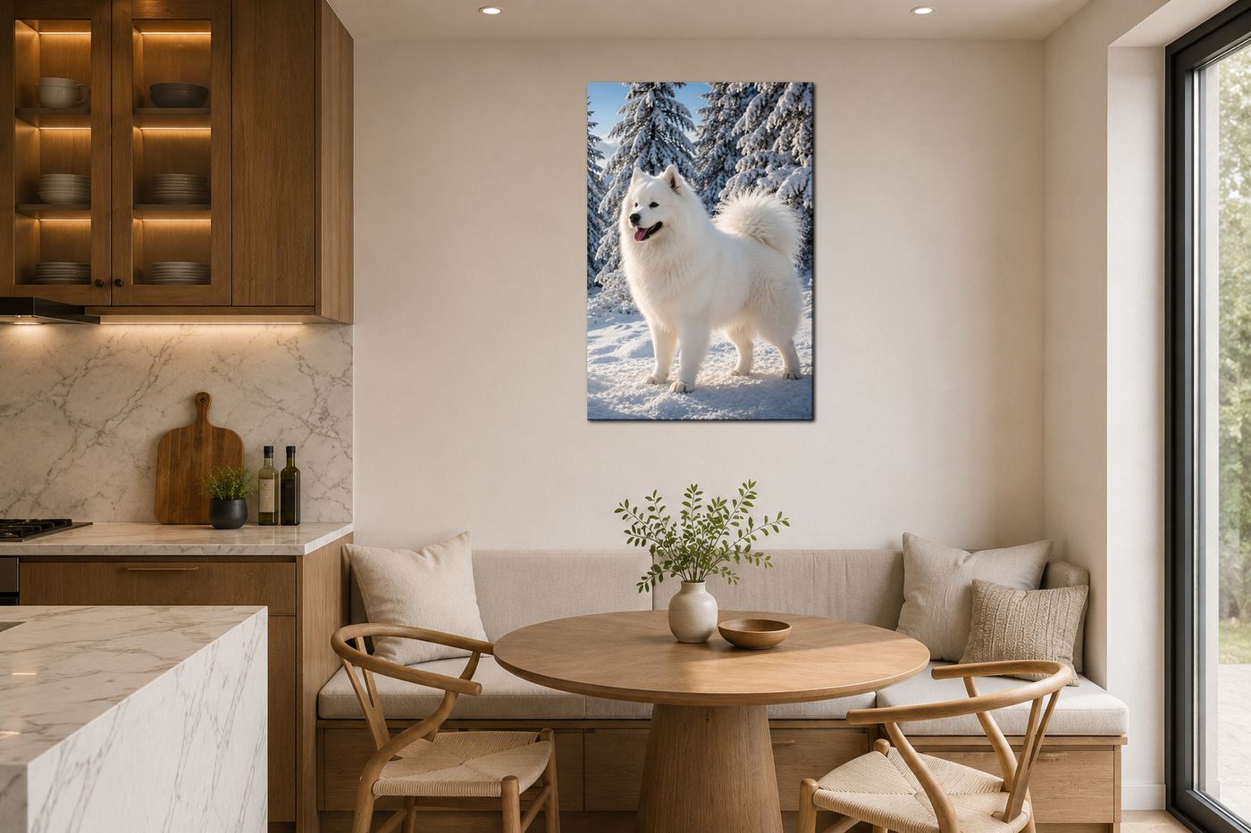 Obraz na plátno – Samojed v zasněžených horách - Obrázek 39