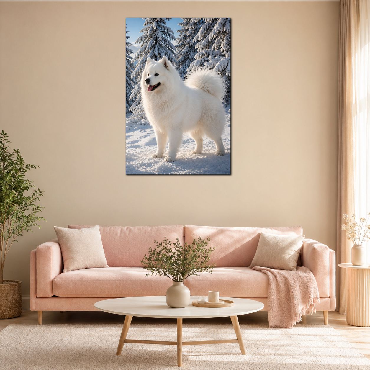 Obraz na plátno – Samojed v zasněžených horách - Obrázek 40