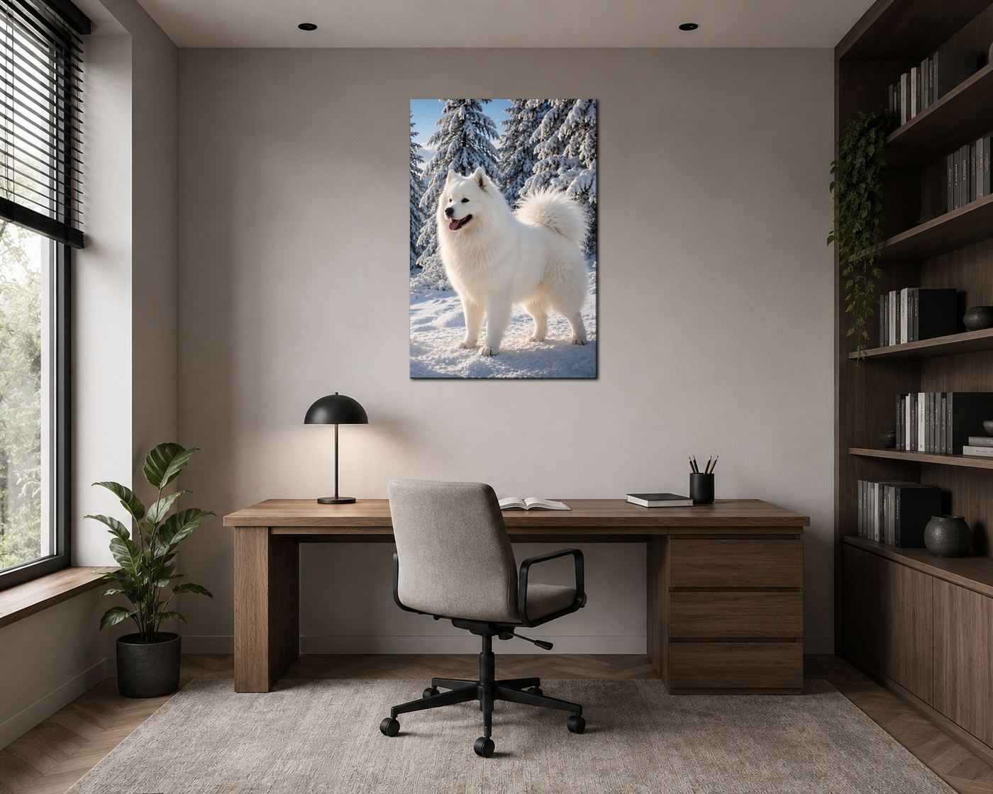 Obraz na plátno – Samojed v zasněžených horách - Obrázek 41