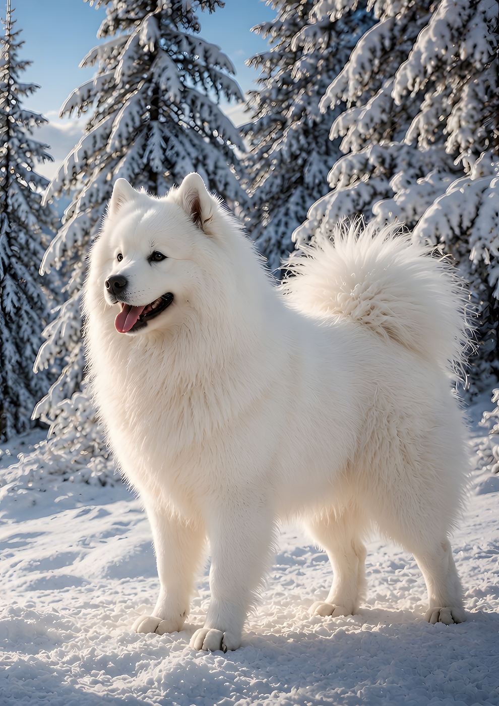 Obraz na plátno – Samojed v zasněžených horách - Obrázek 13
