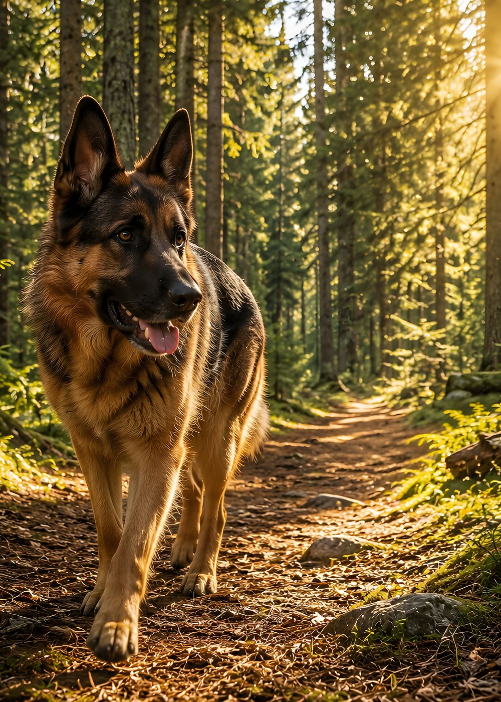 Obraz na plátno – Německý ovčák v lesním světle - Obrázek 5