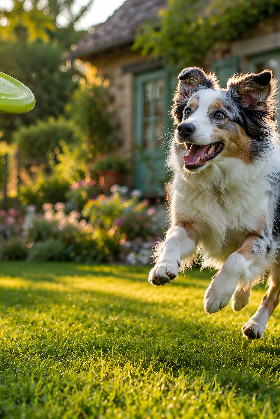 Obraz na plátno – Australský ovčák s frisbee na zahradě - Obrázek 4
