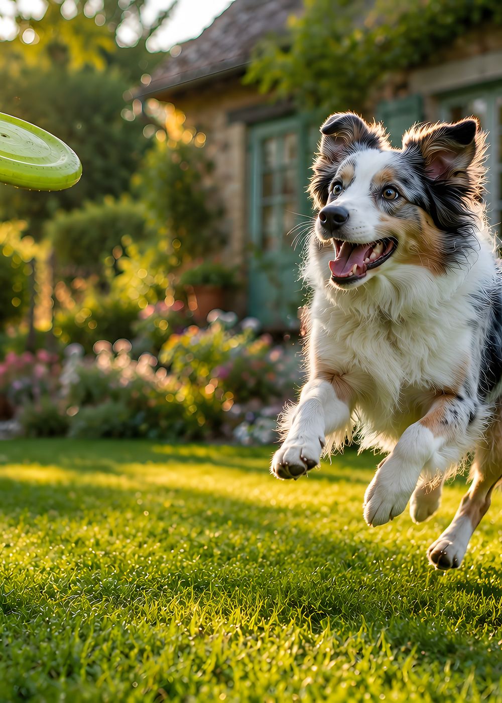 Obraz na plátno – Australský ovčák s frisbee na zahradě - Obrázek 5
