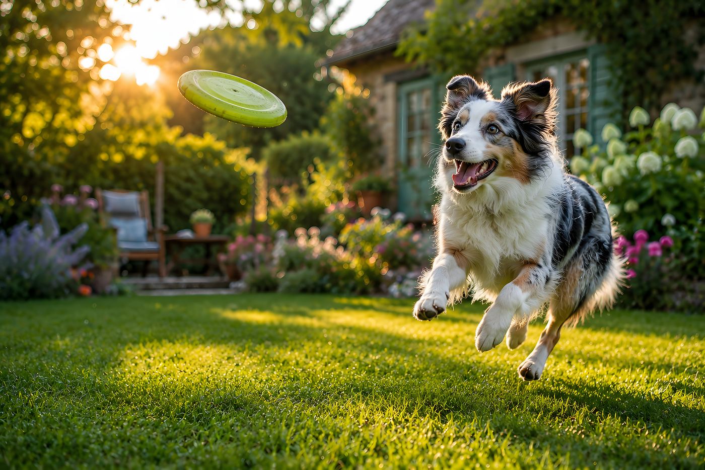 Obraz na plátno – Australský ovčák s frisbee na zahradě - Obrázek 6