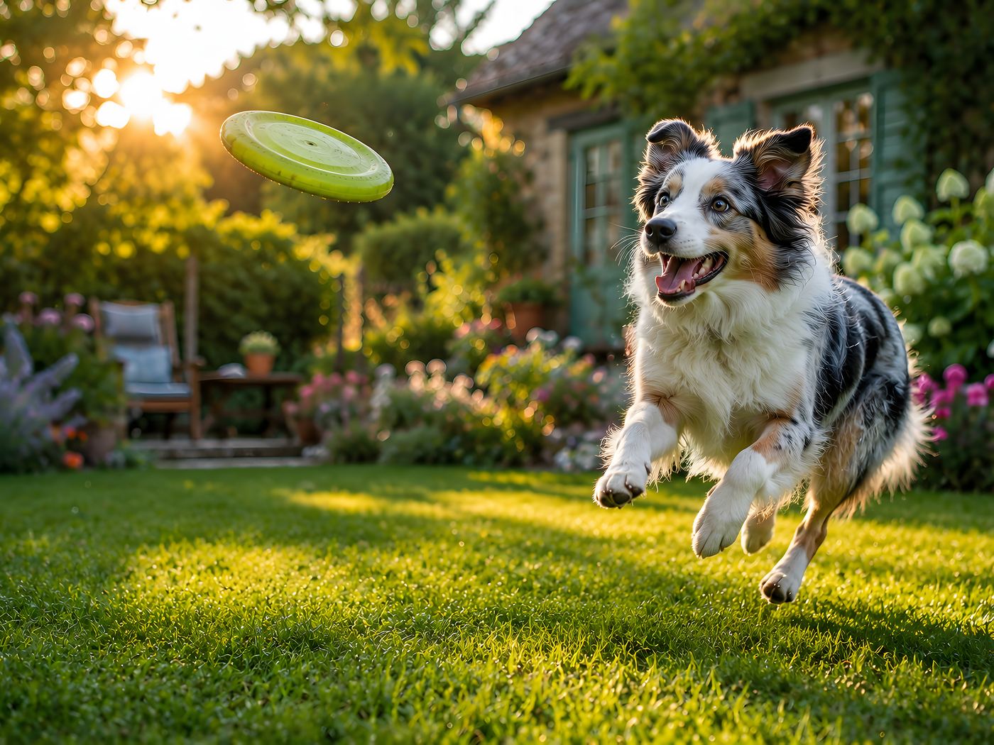 Obraz na plátno – Australský ovčák s frisbee na zahradě - Obrázek 10