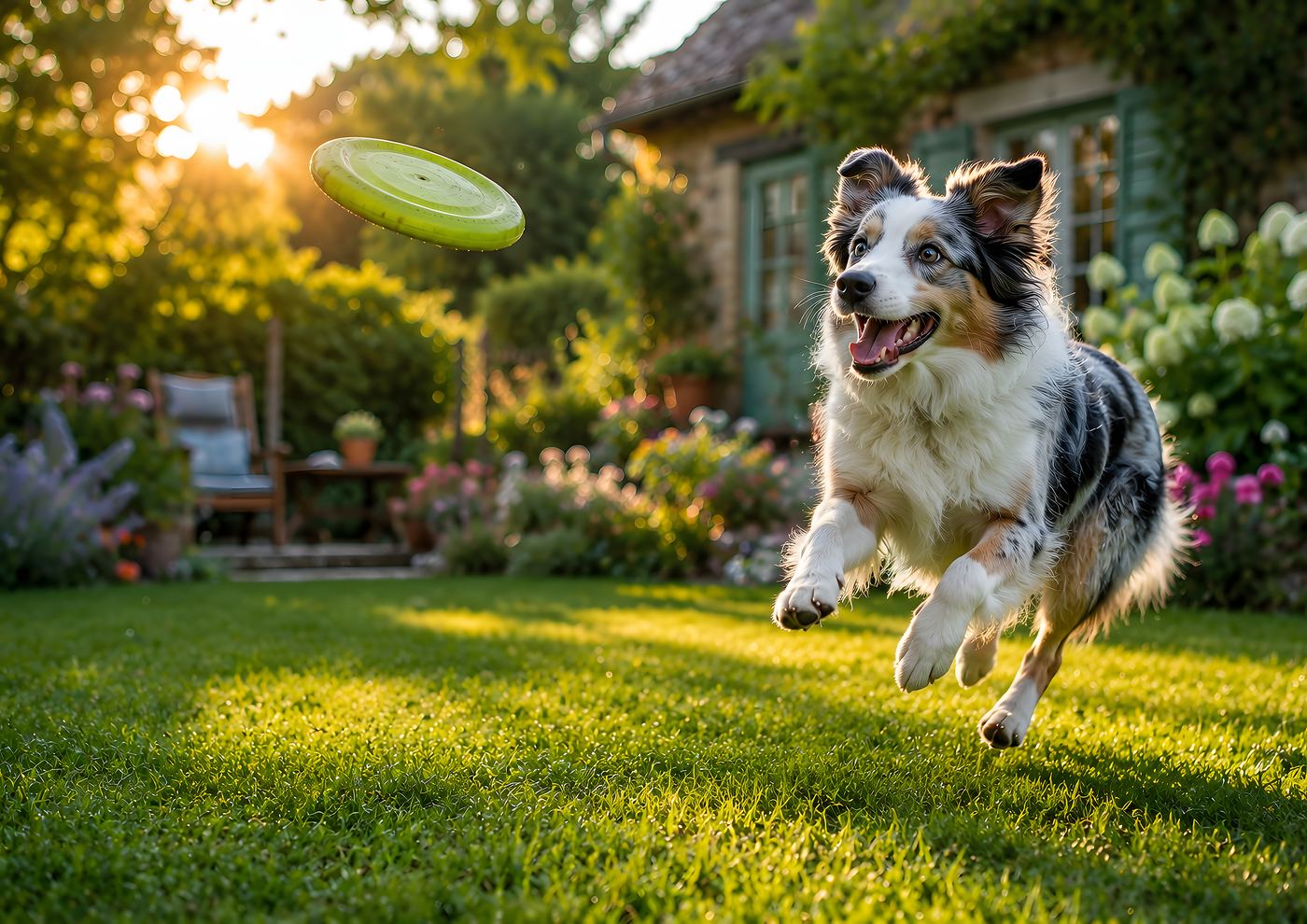 Obraz na plátno – Australský ovčák s frisbee na zahradě - Obrázek 14